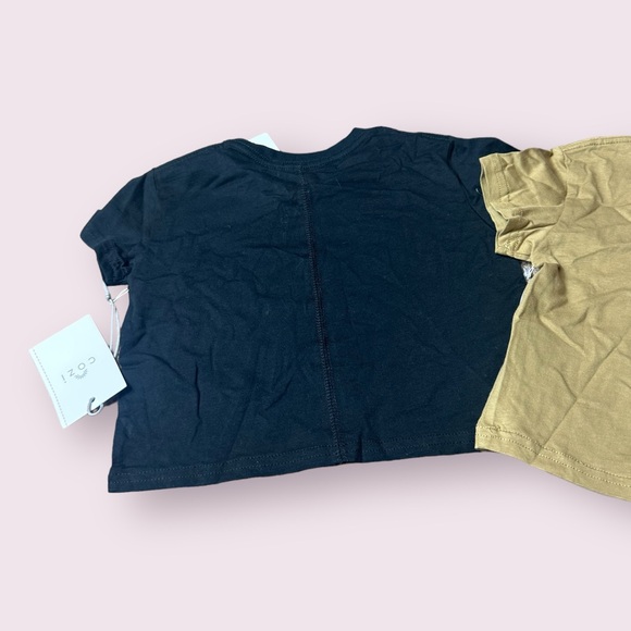 NWT Toddler Set Of Two Cozi Basic Crewneck Tee Shirts Black And Camel Size 4T - Picture 10 of 11